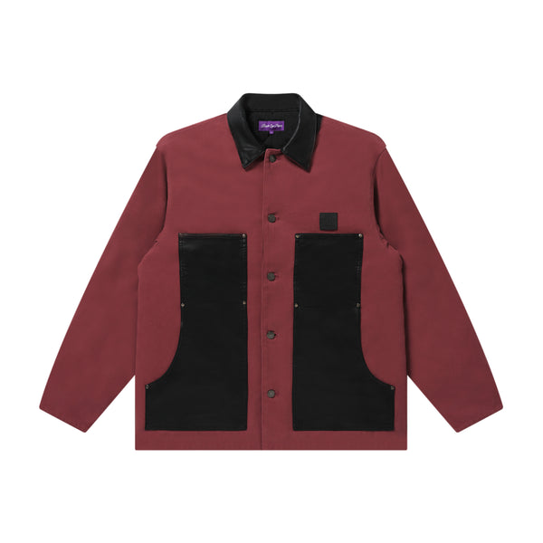 LEATHER PATCHED DUCK JACKET BURGUNDY