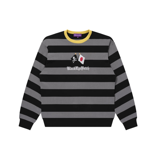 JAPAN PIRATES STRIPED KNIT SWEATER BLACK