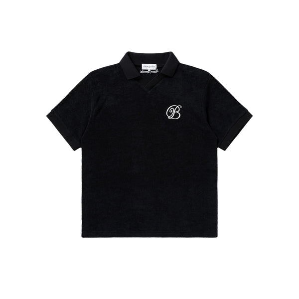 B Emblem Pile Polo Shirt, Black