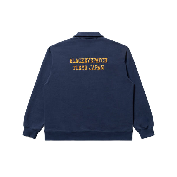 ROYAL B EMBLEM COLLARED SWEAT PULLOVER NAVY