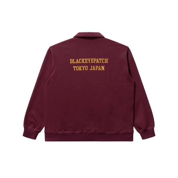 ROYAL B EMBLEM COLLARED SWEAT PULLOVER BURGUNDY