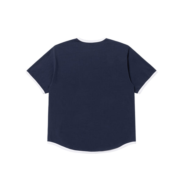 CROWN LOGO RIBBED TEE NAVY