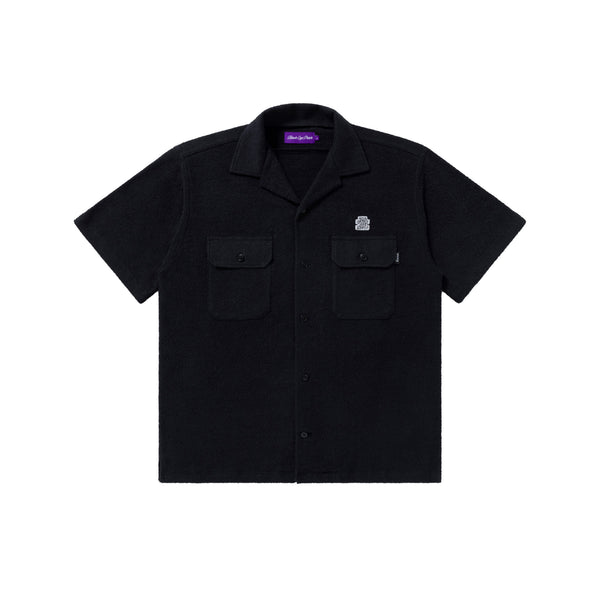 OG LABEL OPEN COLLAR S/S PILE SHIRT BLACK