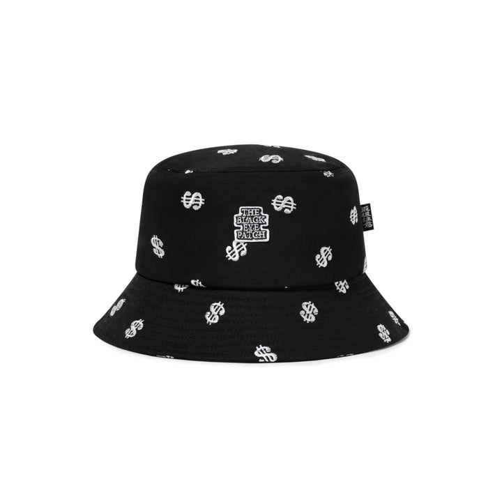 DOLLAR SIGN PATTERNED BUCKET HAT BLACK