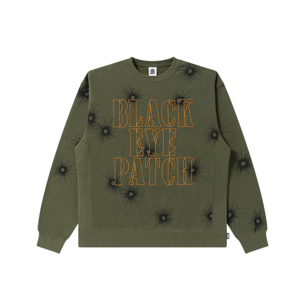 GUNSHOT STENCIL LOGO CREW SWEAT OLIVE