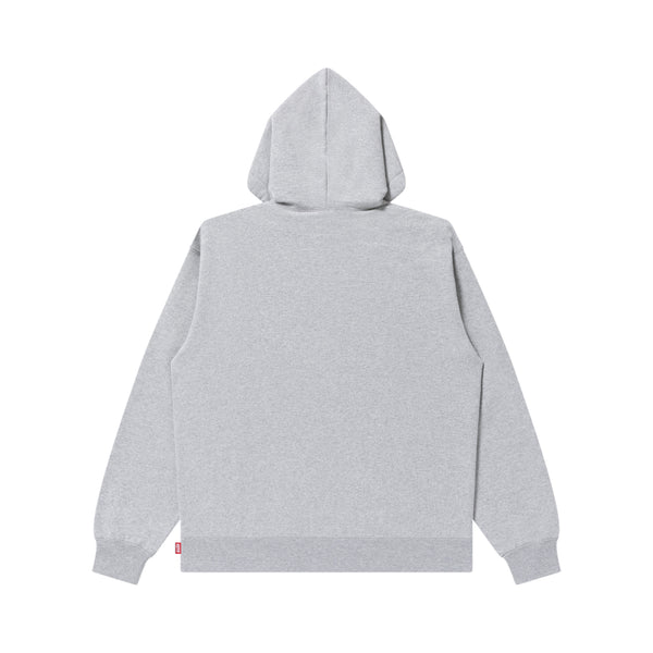 METAL LOGO FABRIC-STITCHED ZIP HOODIE HEATHER GRAY