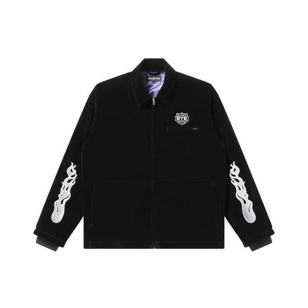 FLAME RIDER LOGO VELOUR RIDERS JACKET BLACK