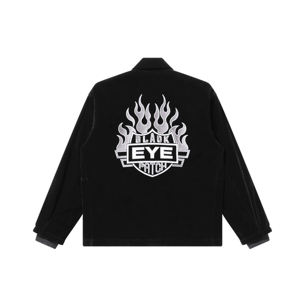 FLAME RIDER LOGO VELOUR RIDERS JACKET BLACK