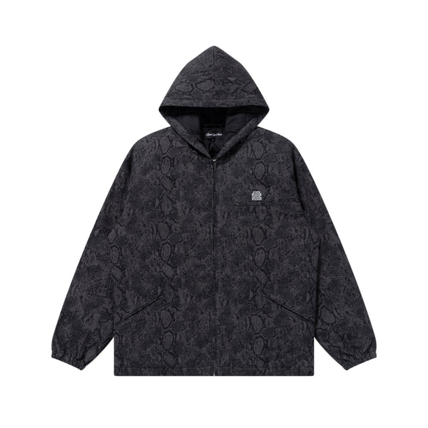 SMALL OG PYTHON PATTERNED HOODED JACKET BLACK