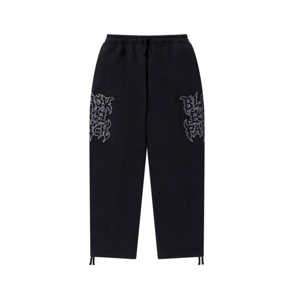 METAL LOGO FABRIC-STITCHED SWEAT PANTS BLACK