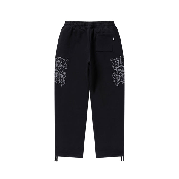 METAL LOGO FABRIC-STITCHED SWEAT PANTS BLACK