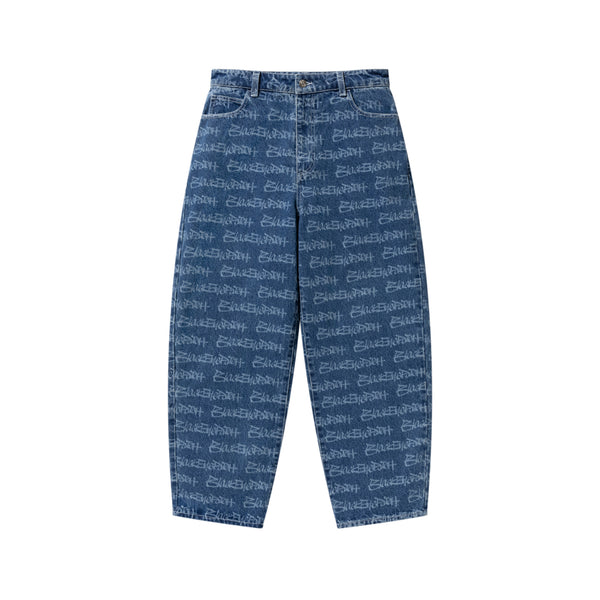 FASTHAND SCRIPT PATTERENED EXTRA BAGGY JEANS INDIGO