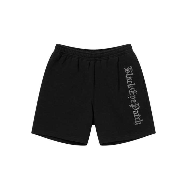 RHINESTONED OE SWEAT SHORTS BLACK