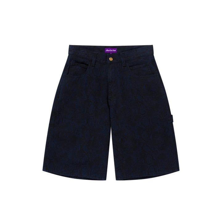 PYTHON PATTERNED BAGGY DUCK SHORTS NAVY