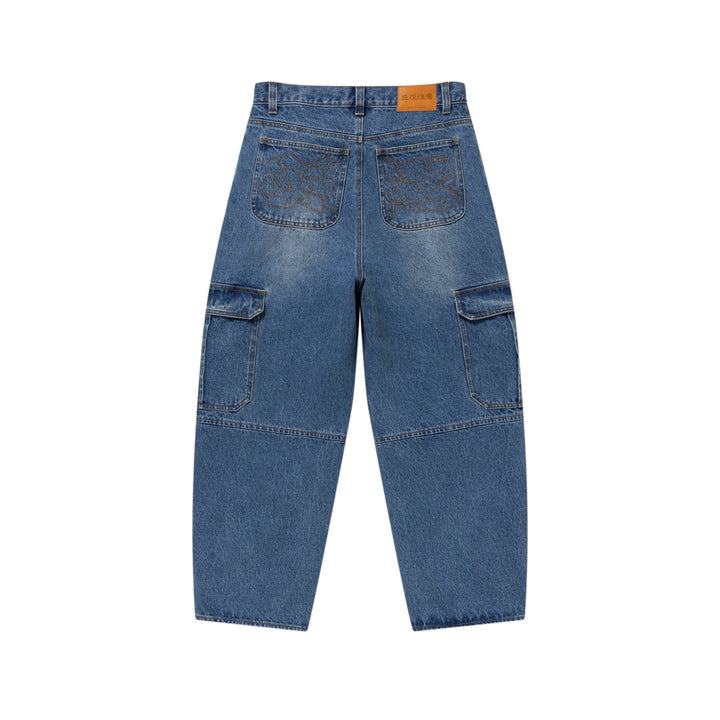 URBAN ARROWS STITCHED CARGO JEANS INDIGO