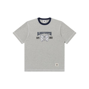 HERALDIC COLLEGE STITCH TONED TEE HEATHER GRAY