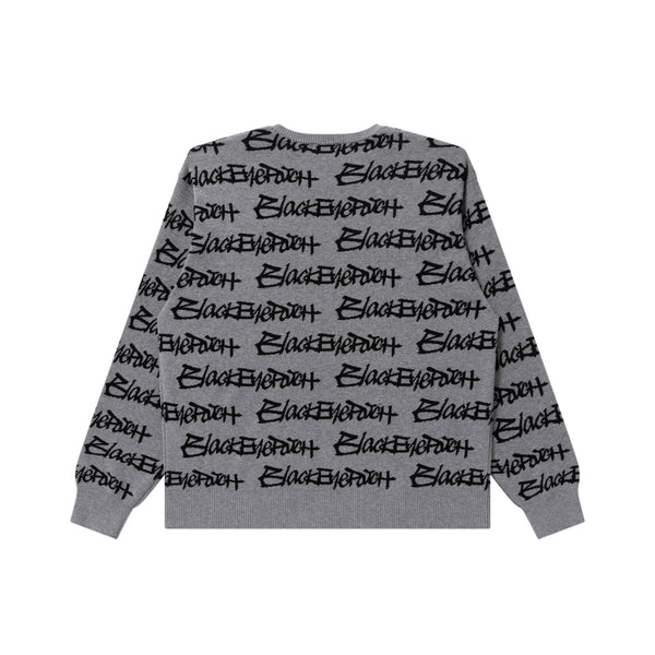 FASTHAND SCRIPT PATTERENED KNIT SWEATER GRAY