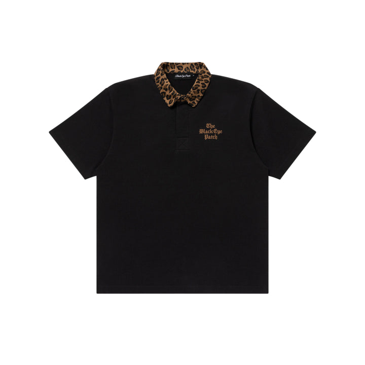 BEP TIMES LEOPARD COLLARED RUGBY SHIRT BLACK