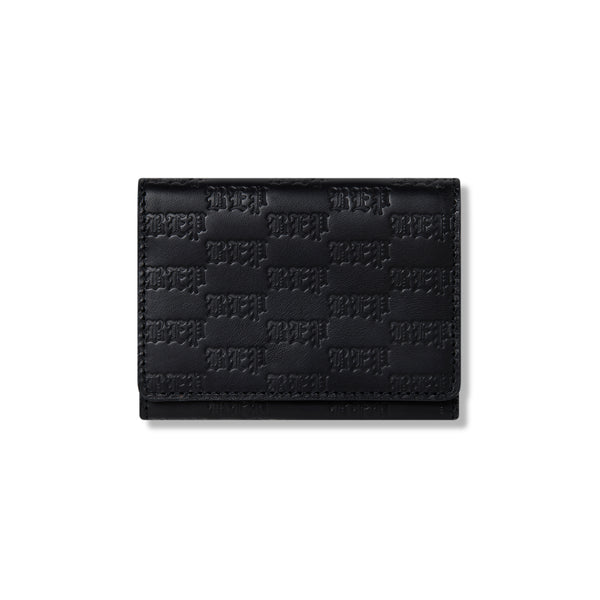 3 LETTER OE EMBOSSED LEATHER CARD CASE BLACK