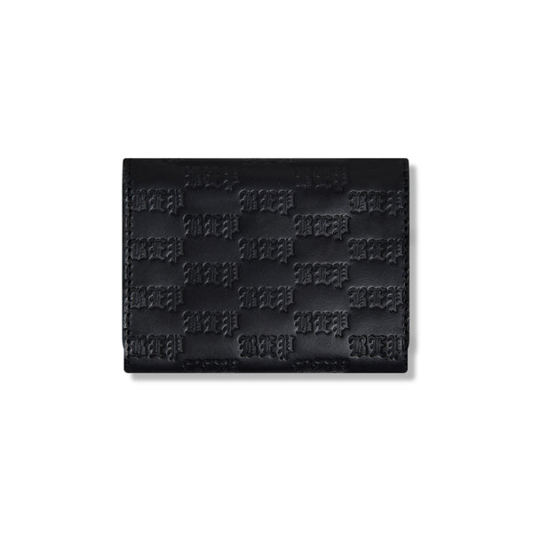 3 LETTER OE EMBOSSED LEATHER CARD CASE BLACK