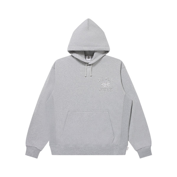 RHINESTONED OE LOGO HOODIE HEATHER GRAY