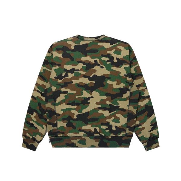 RHINESTONED OG LABEL CREW  SWEAT WOODLAND CAMO