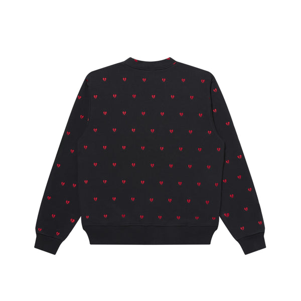 HEART BREAK PATTERNED SWEAT CARDIGAN BLACK