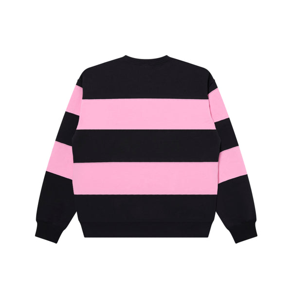 HERALDIC COLLEGE STRIPED CREW SWEAT BLACK/PINK