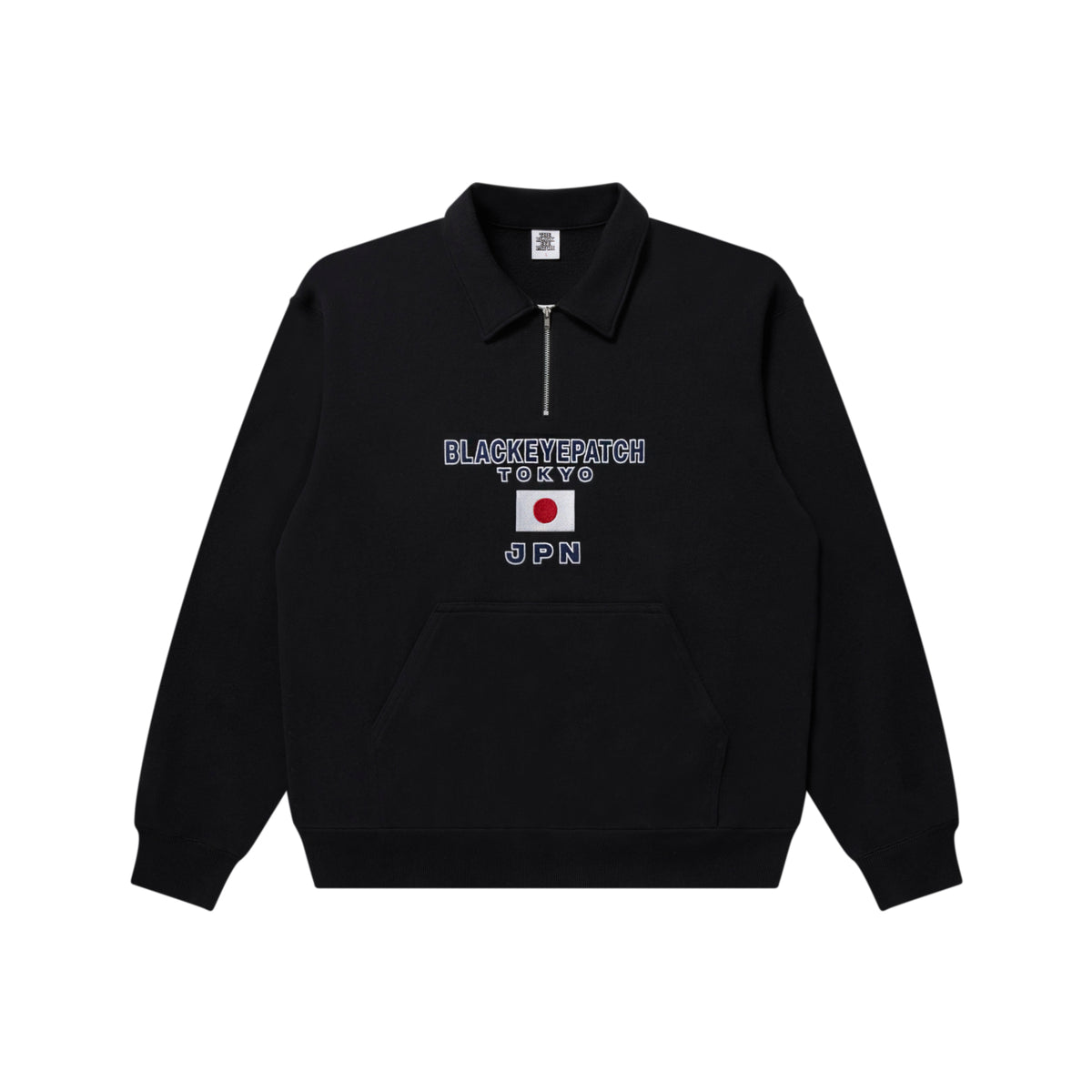JPN FLAG EMBROIDERED HALF ZIP SWEAT BLACK – BlackEyePatch