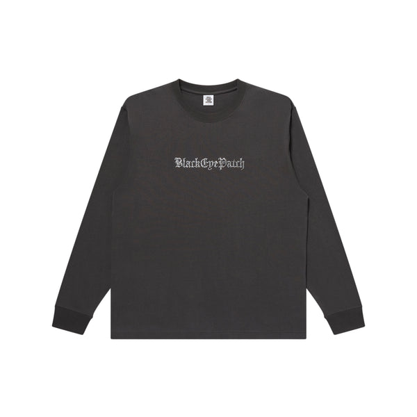 RHINESTONED OE LOGO L/S TEE CHARCOAL