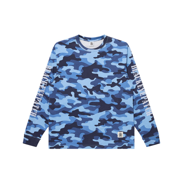 STENCIL LOGO EMBROIDERED L/S TEE BLUE CAMO