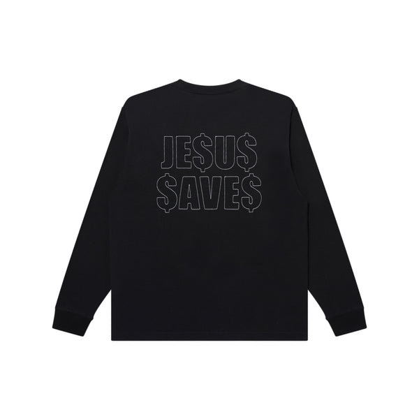 JESUS STITCHED L/S TEE BLACK