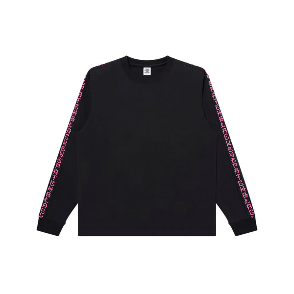 KANJI SLEEVES EMBROIDERED L/S TEE BLACK/PINK