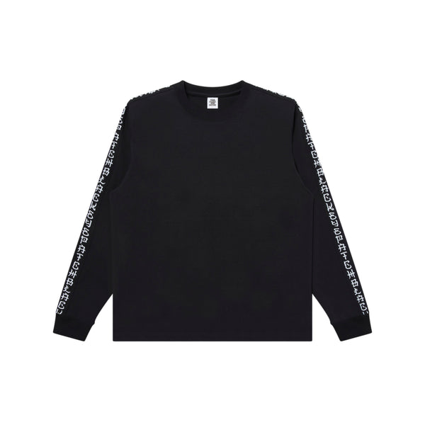 KANJI SLEEVES EMBROIDERED L/S TEE BLACK/WHITE