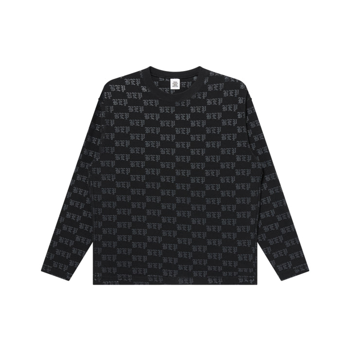 3 LETTER OE PATTERNED THERMAL L/S TEE BLACK