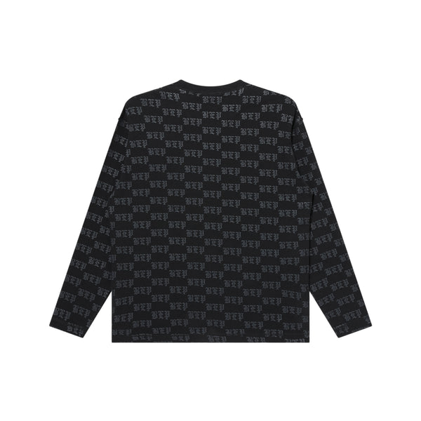 3 LETTER OE PATTERNED THERMAL L/S TEE BLACK