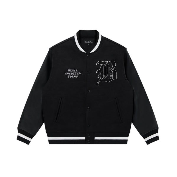 OE BIG B MELTON VARSITY JACKET BLACK