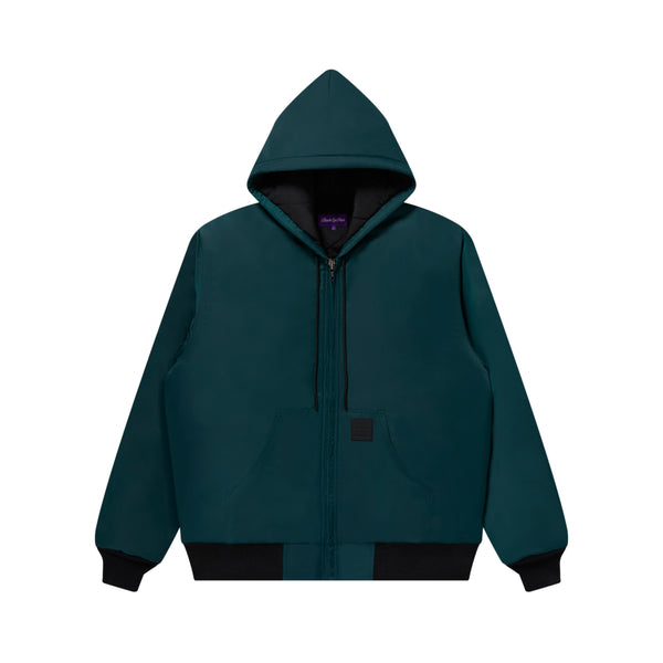 OG LEATHER PATCHED NYLON HOODED JACKET GREEN