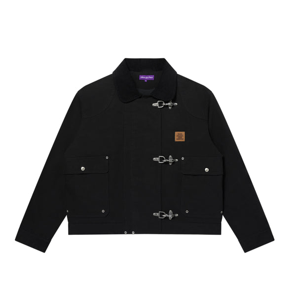 OG LEATHER PATCHED FIREMAN DUCK JACKET BLACK