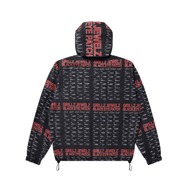 GRILLZ JEWELZ PATTERNED SHELL JACKET BLACK
