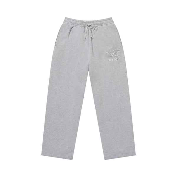 RHINESTONED OE LOGO SWEAT PANTS HEATHER GRAY