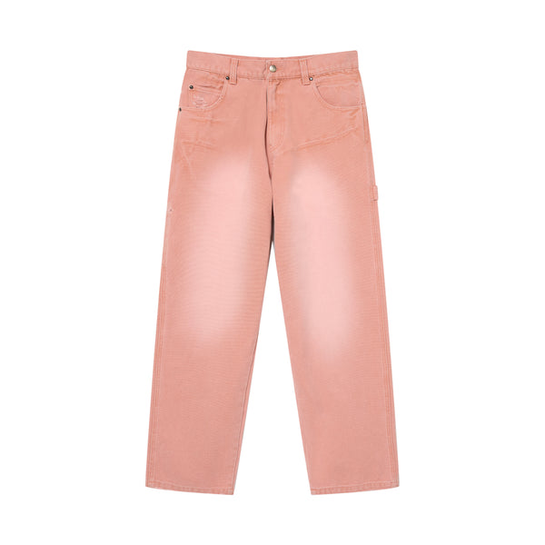 OG LEATHER PATCHED WASHED PAINTER PANTS PINK