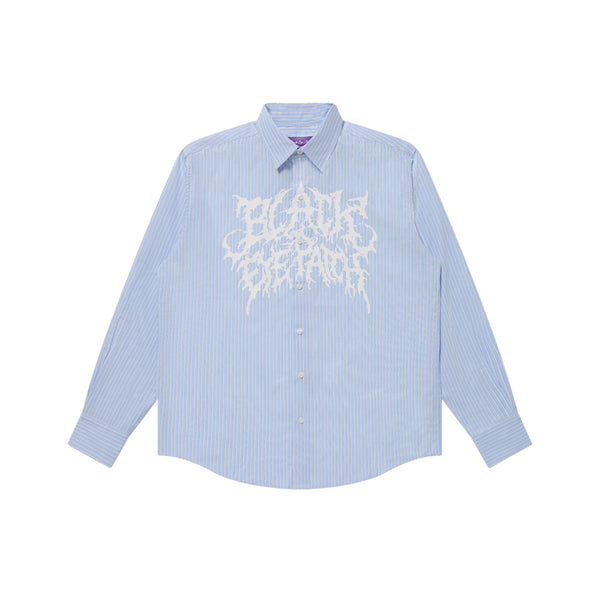 GRINDCORE LOGO STRIPED L/S SHIRT BLUE