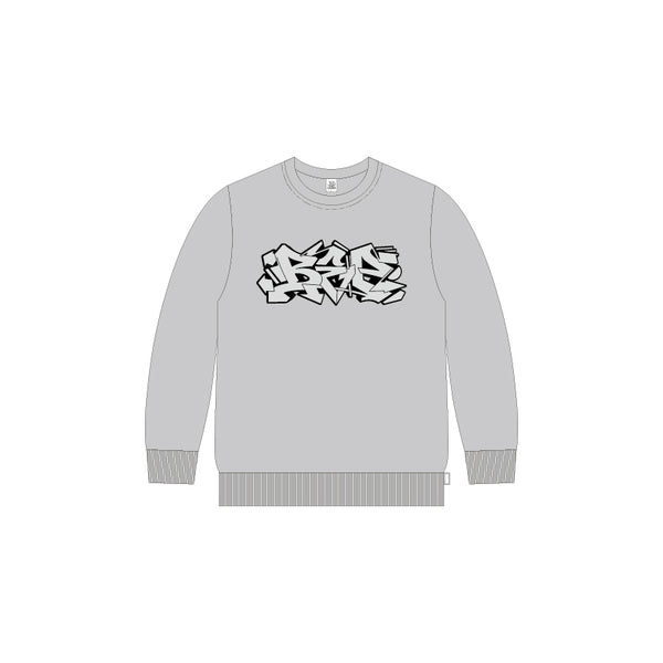 GLITTER LETTERS CREW SWEAT HEATHER GRAY
