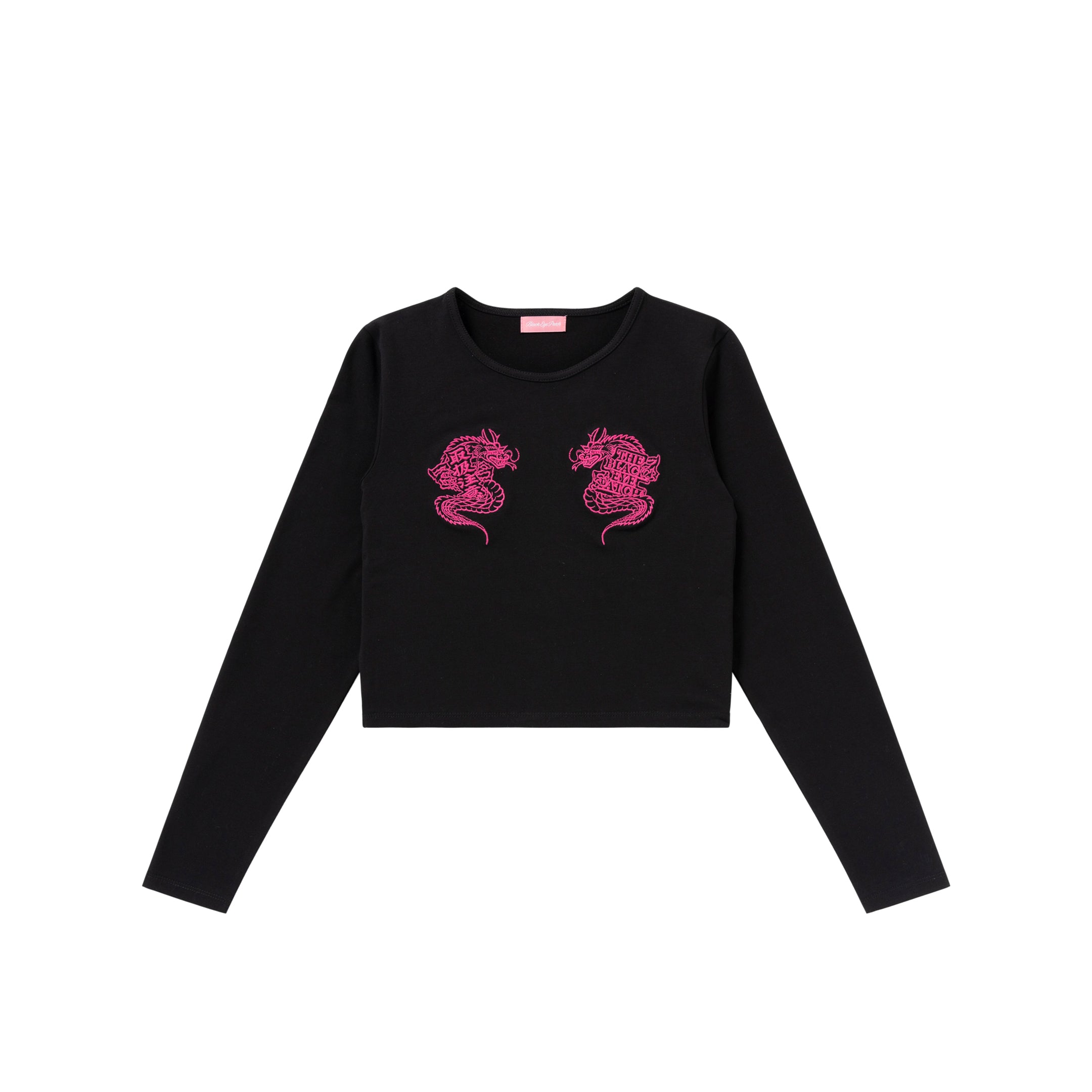 DRAGONS CROPPED L/S TEE BLACK