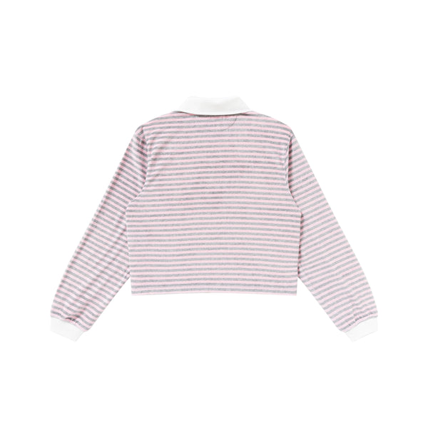 OG LABEL VELOUR Long Sleeve Rugby Shirt, Pink