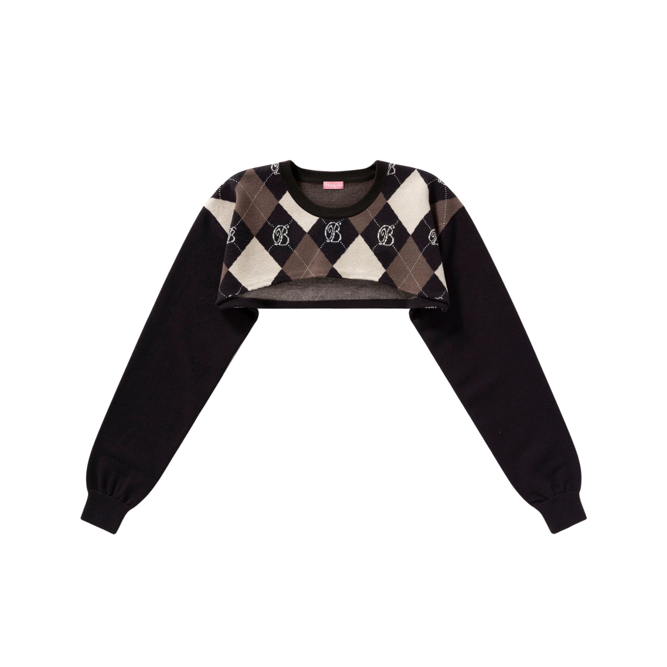 B EMBLEM ARGYLE KNIT BOLERO SWEATER BLACK – BlackEyePatch