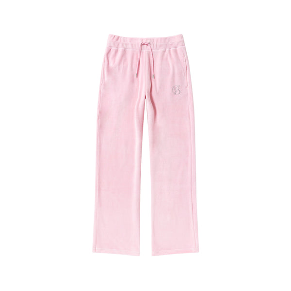B Emblem Velour Pants, Pink