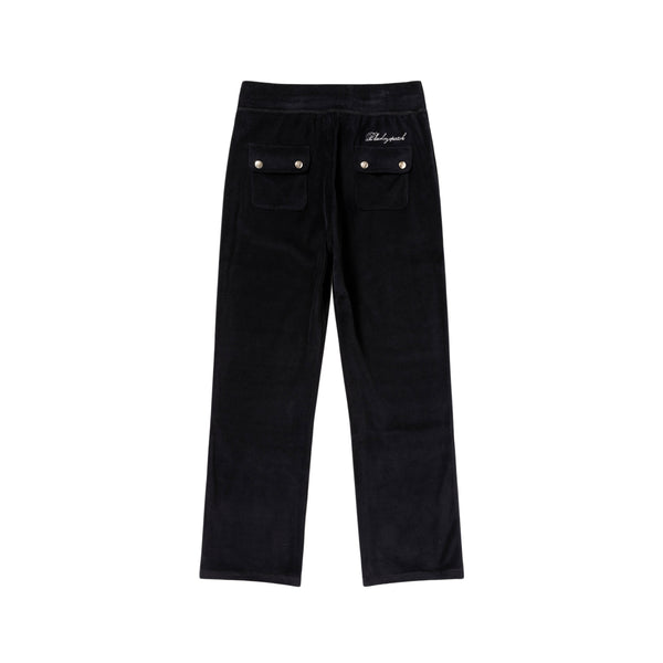 B Emblem Velour Pants, Black