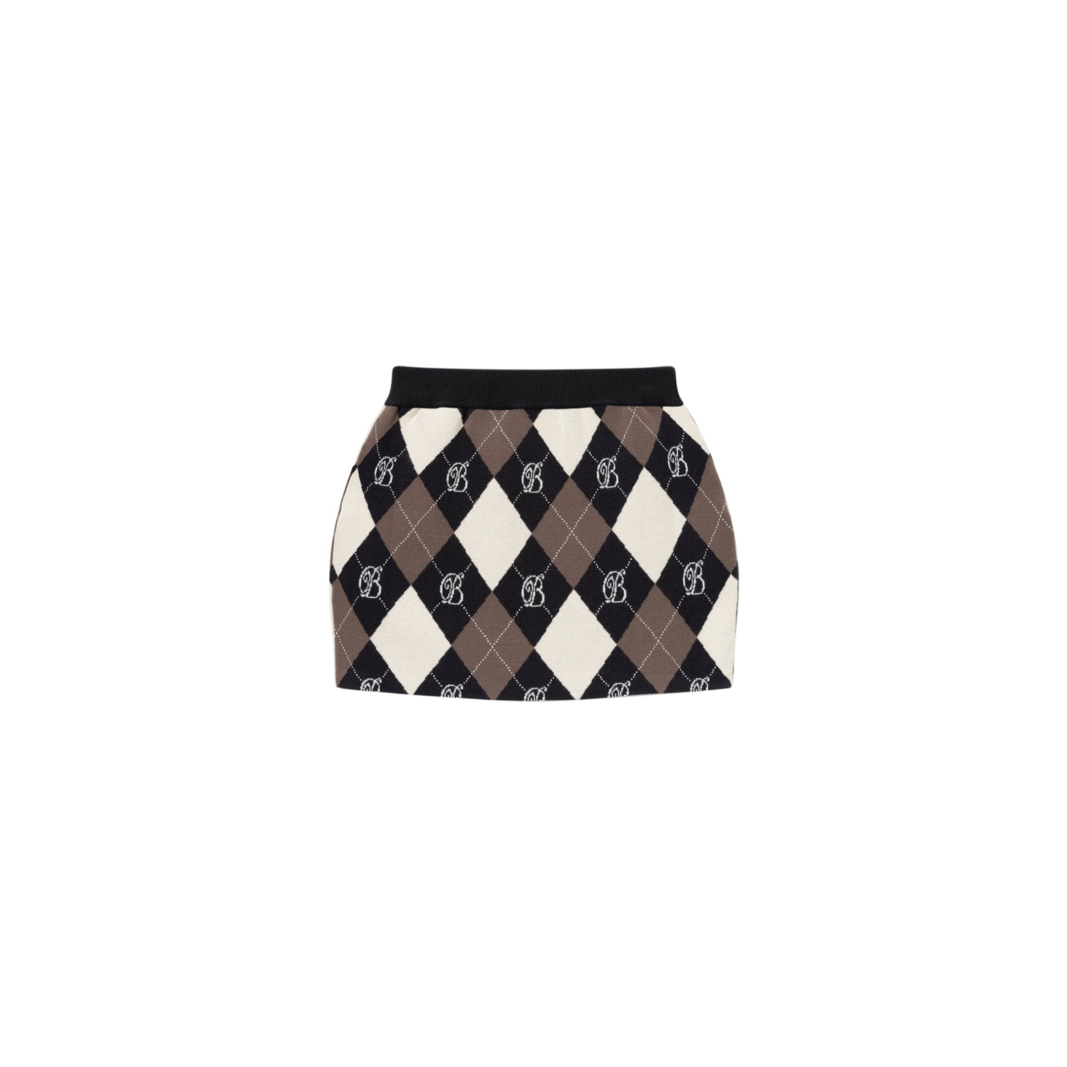 B EMBLEM ARGYLE KNIT MINI SKIRT BLACK – BlackEyePatch